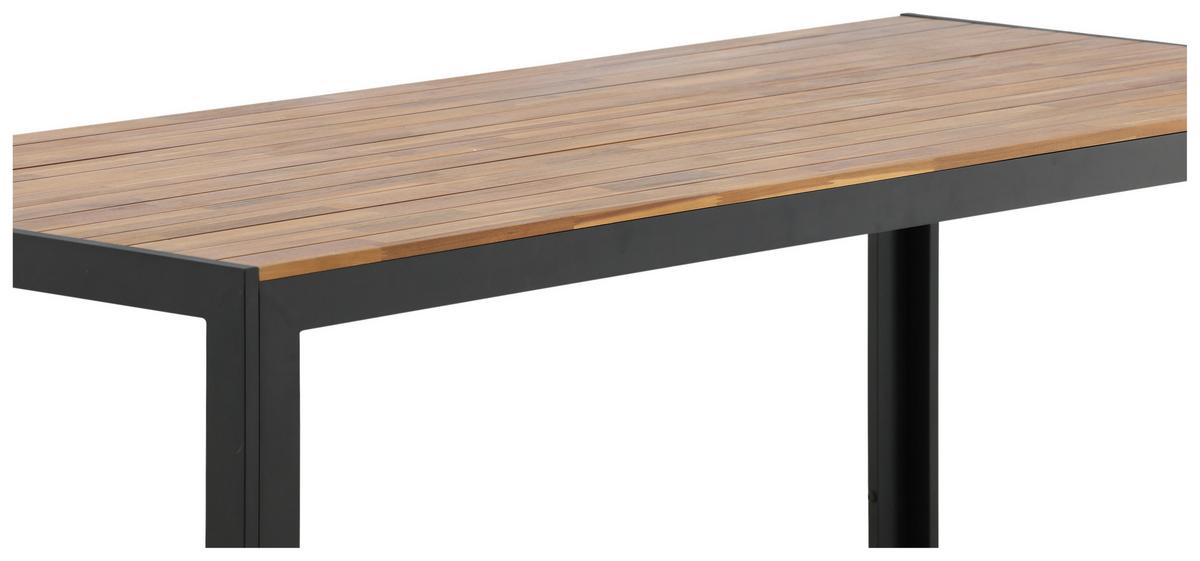 Gartentisch Bois Akazienholz /Metall L 205 cm - Schwarz/Akaziefarben, KONVENTIONELL, Holz/Metall (205/90/75cm) - Gardenson