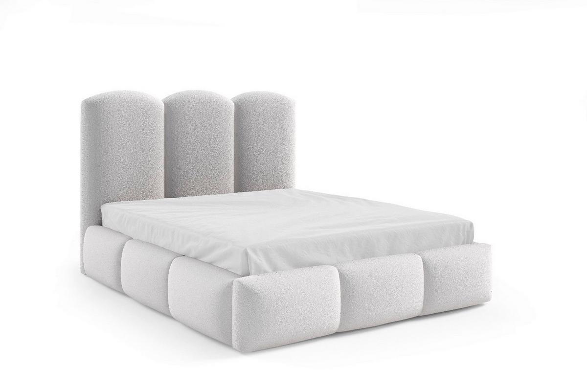 Polsterbett Bero Boucle Grau, Lf: 120x200 Cm - Ecru/Buchefarben, Trend, Holz/Textil (120/200cm)