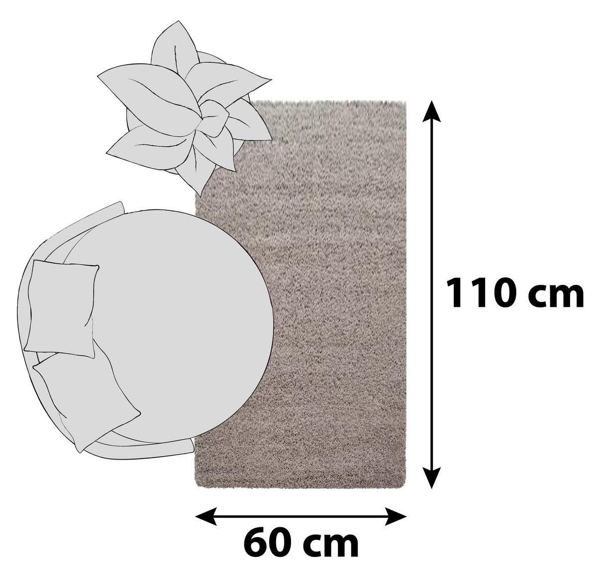 Hochflor Teppich Beige Dream 60x110 cm - Beige, KONVENTIONELL, Textil (60/110cm) - Novel