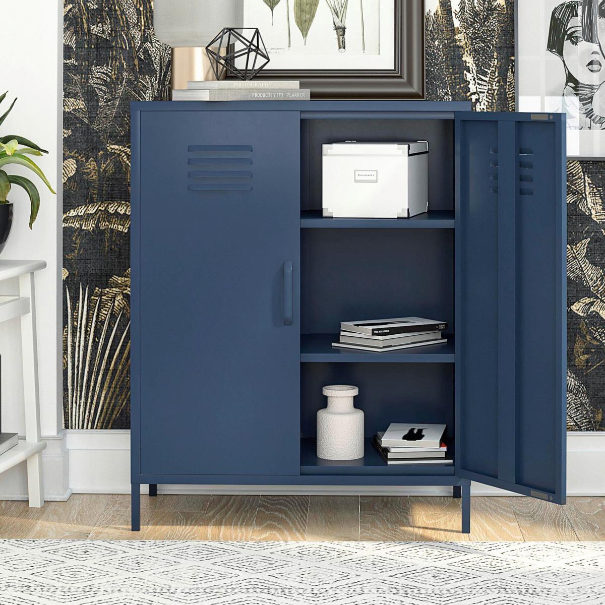 Highboard Bradford Blau B: 79cm - Blau, Design, Metall (79/100/39cm) - MID.YOU
