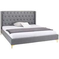 Čalouněná postel s vysokým čelem TANJA, 180x200, šedá - černá/světle šedá, Moderní, kov/dřevo (180/200cm) - Livetastic