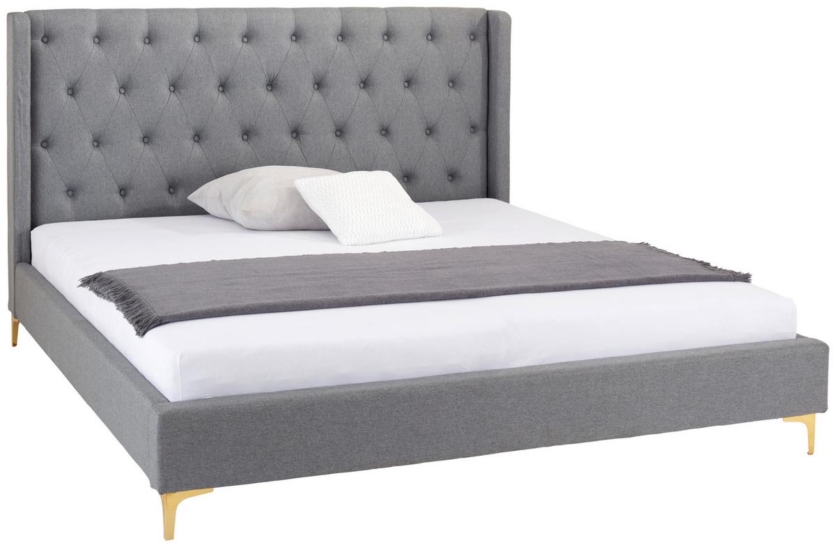 Čalouněná postel s vysokým čelem TANJA, 180x200, šedá - černá/světle šedá, Moderní, kov/dřevo (180/200cm) - Livetastic