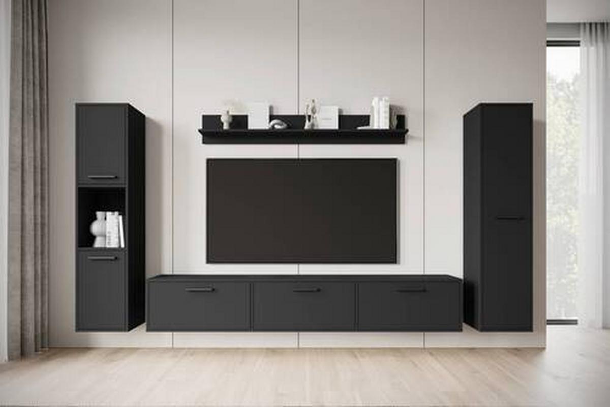 Obývací stěna BOGOTA černá - černá, Basics, kompozitní dřevo/plast (240/130/31cm) - MID.YOU