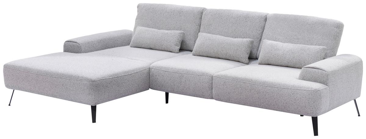 Ecksofa Astoria Hellgrau S: 178x305 cm - Hellgrau/Schwarz, Design, Textil (178/305cm) - Livetastic