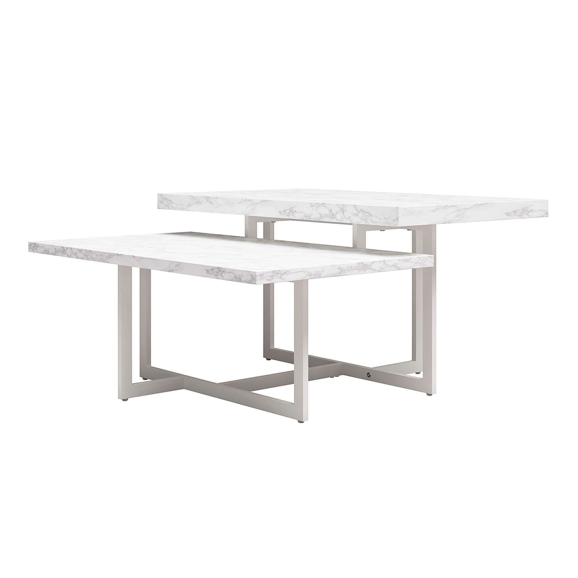 Couchtisch Brielle Weiß - Hellgrau/Weiß, Design, Holzwerkstoff/Metall (90/91,5/46,5cm) - MID.YOU