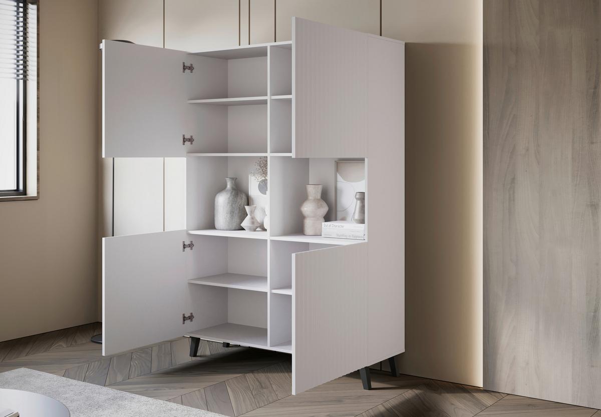 Vysoká komoda PHUKET š: 120 cm - čierna/biela, Design, kompozitné drevo (120/172/39,1cm) - Livetastic