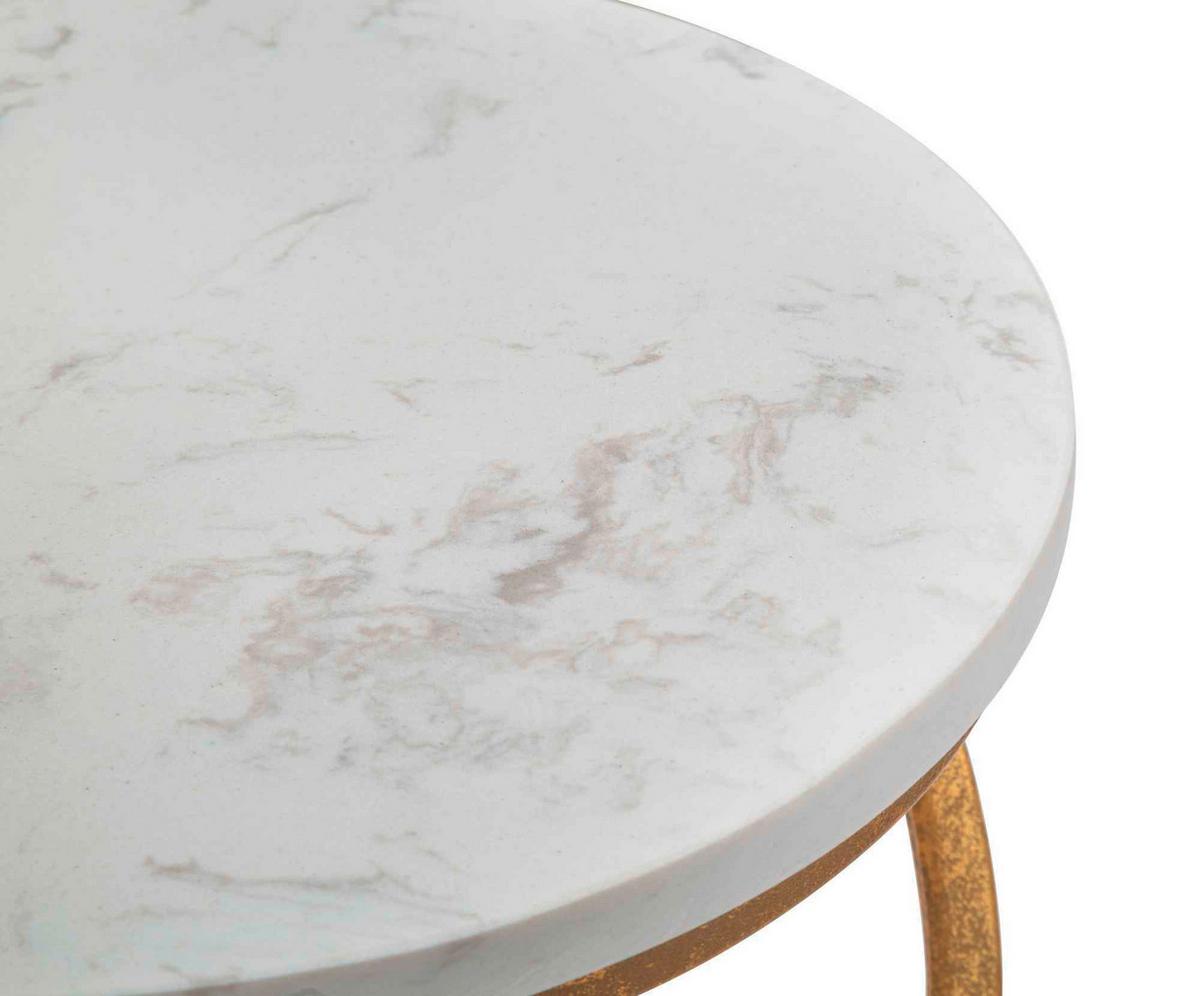 KONFERENČNÝ STOLÍK SPIRAL MARBLE - biela/zlatá, Basics, kov/kameň (27,5/47,5cm)