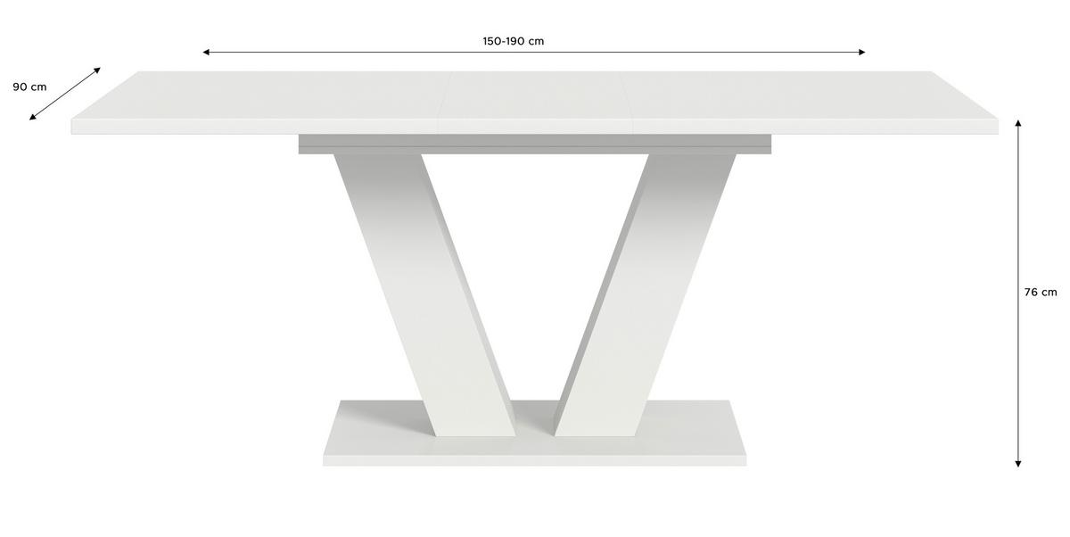 Ausziehtisch Marlon 150 Az Weiß, Auf 190 cm ausziehbar - Weiß, Trend, Holzwerkstoff (150-190/90/76cm) - MID.YOU
