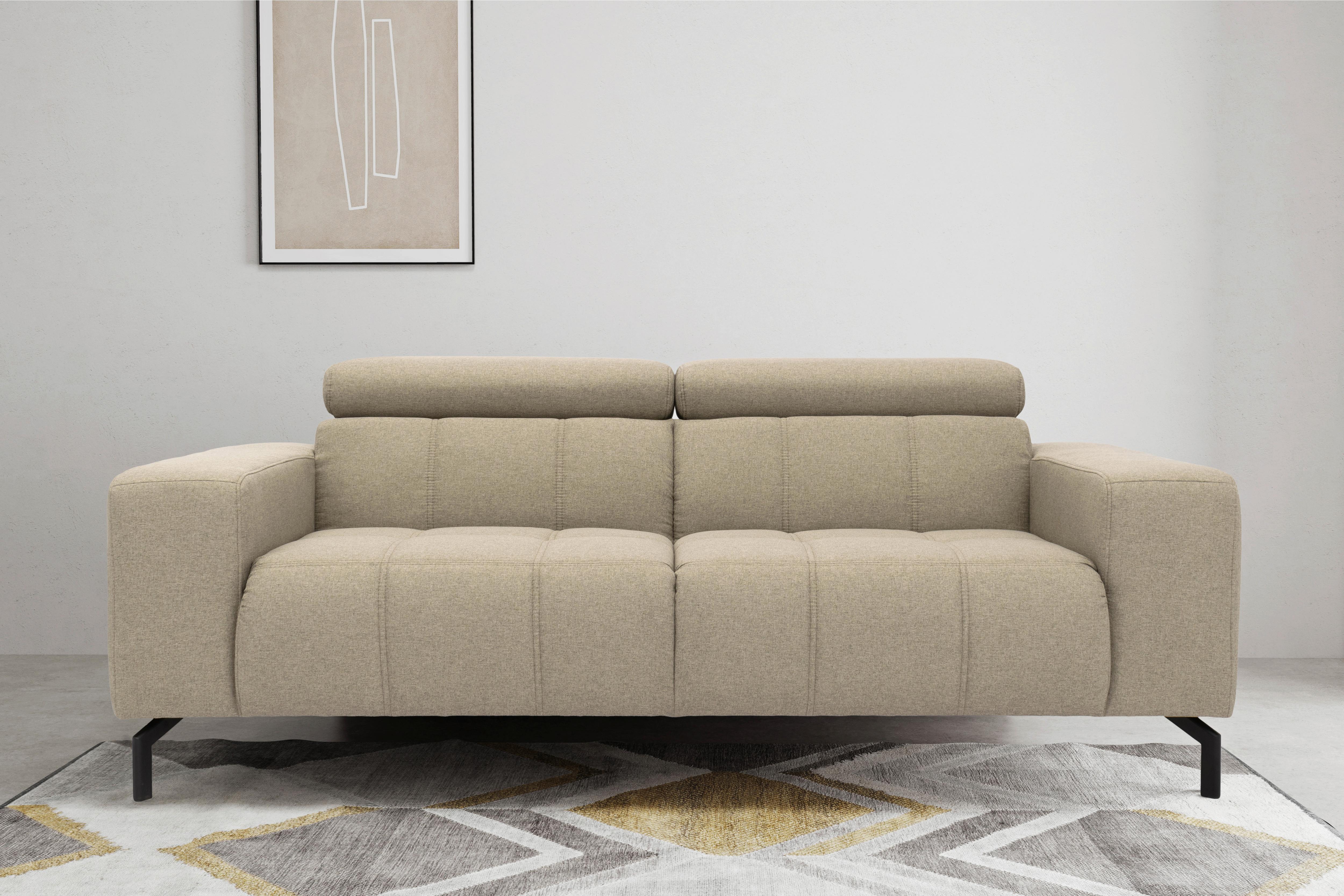2-Sitzer-Sofa Cunelli Schlammfarben Webstoff - Schlammfarben/Schwarz, Design, Textil (208/79/104cm) - MID.YOU