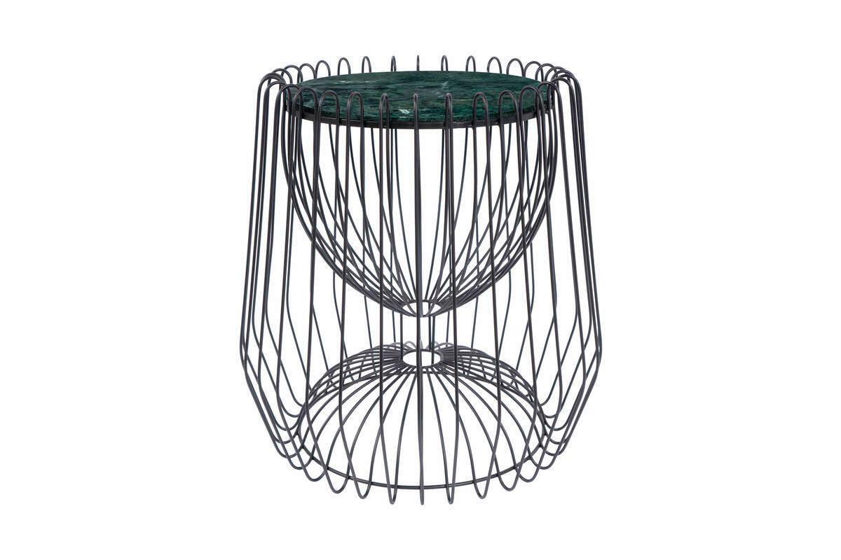 Beistelltisch Malibu Grün/schwarz - Schwarz/Grün, Basics, Stein/Metall (50/51/50cm) - Kayoom