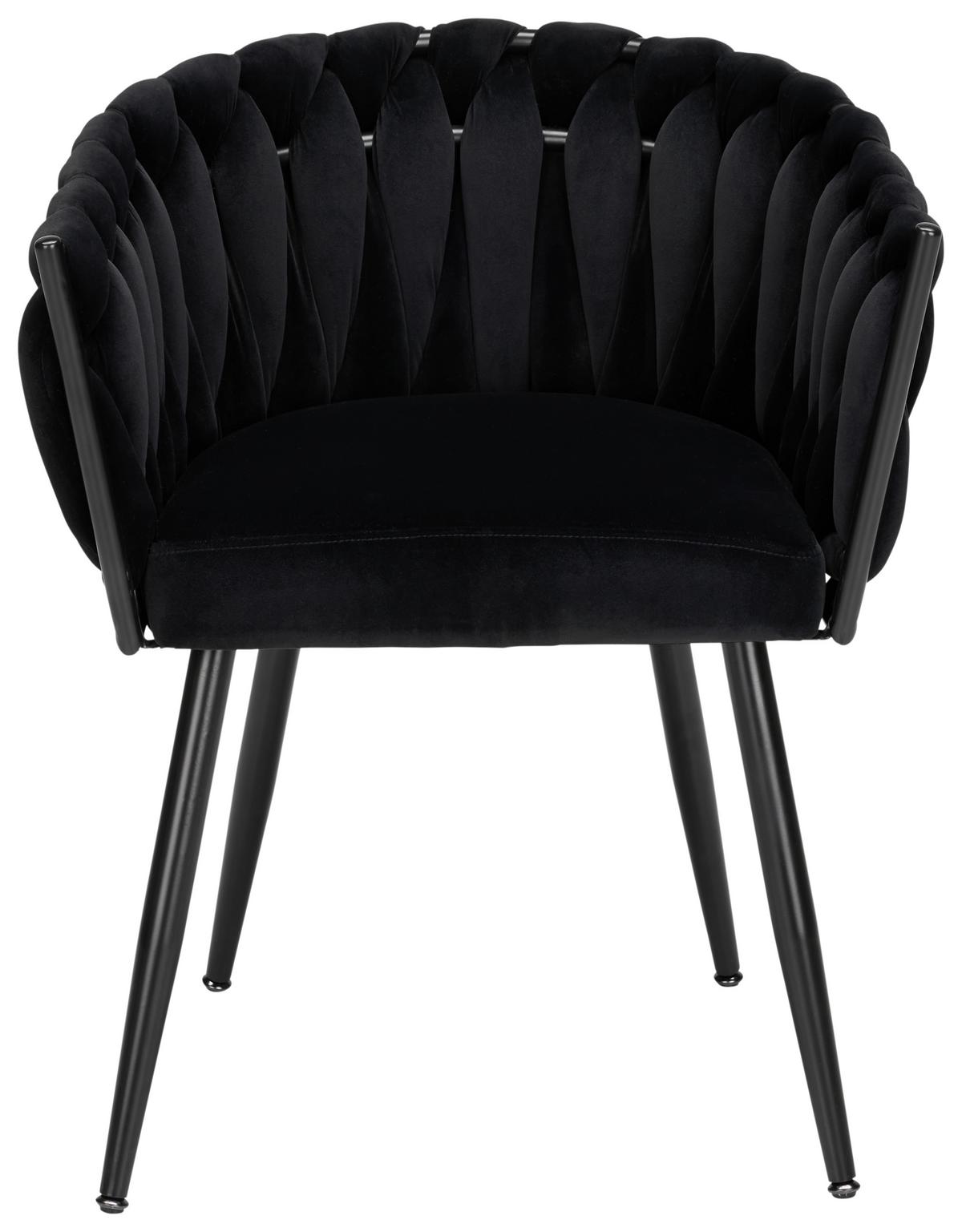 Židle s područkami černá samet - černá, Moderní, kov/dřevo (64/78/55cm) - Premium Living