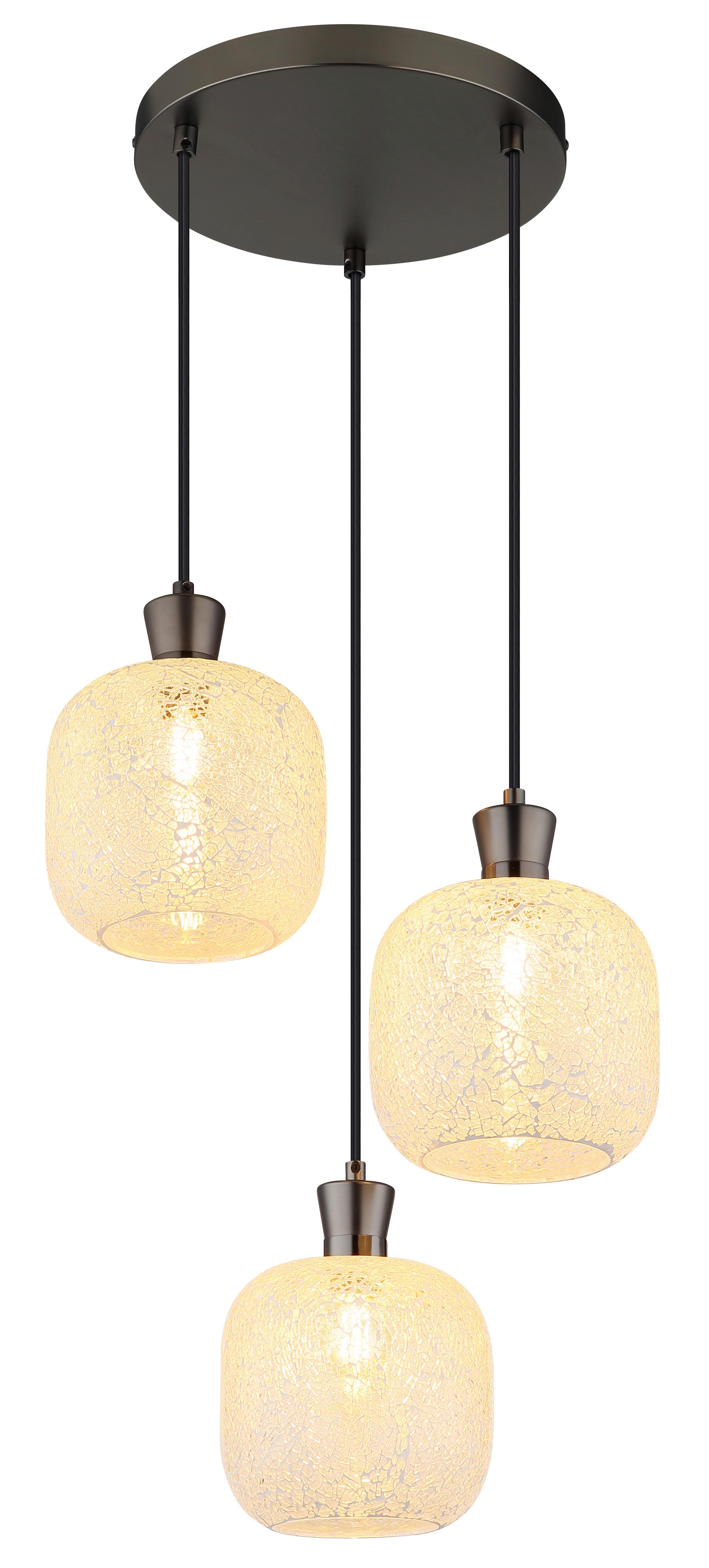 Hängeleuchte Exkl. 3xe14, 40w - Klar/Schwarzchrom, Design, Glas/Kunststoff (30/120cm) - Globo