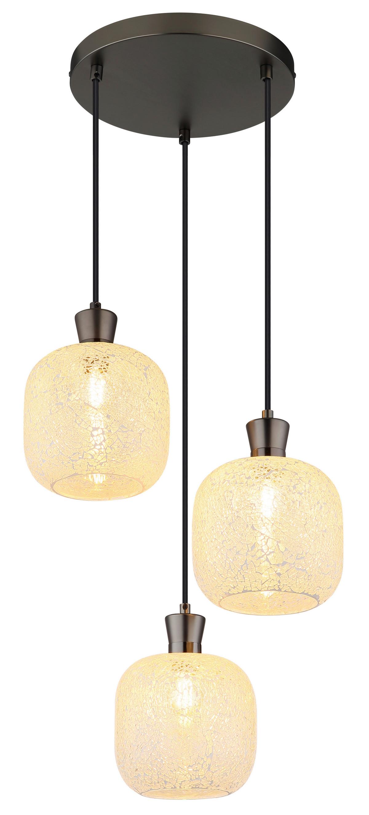 Hängeleuchte Exkl. 3xe14, 40w - Klar/Schwarzchrom, Design, Glas/Kunststoff (30/120cm) - Globo