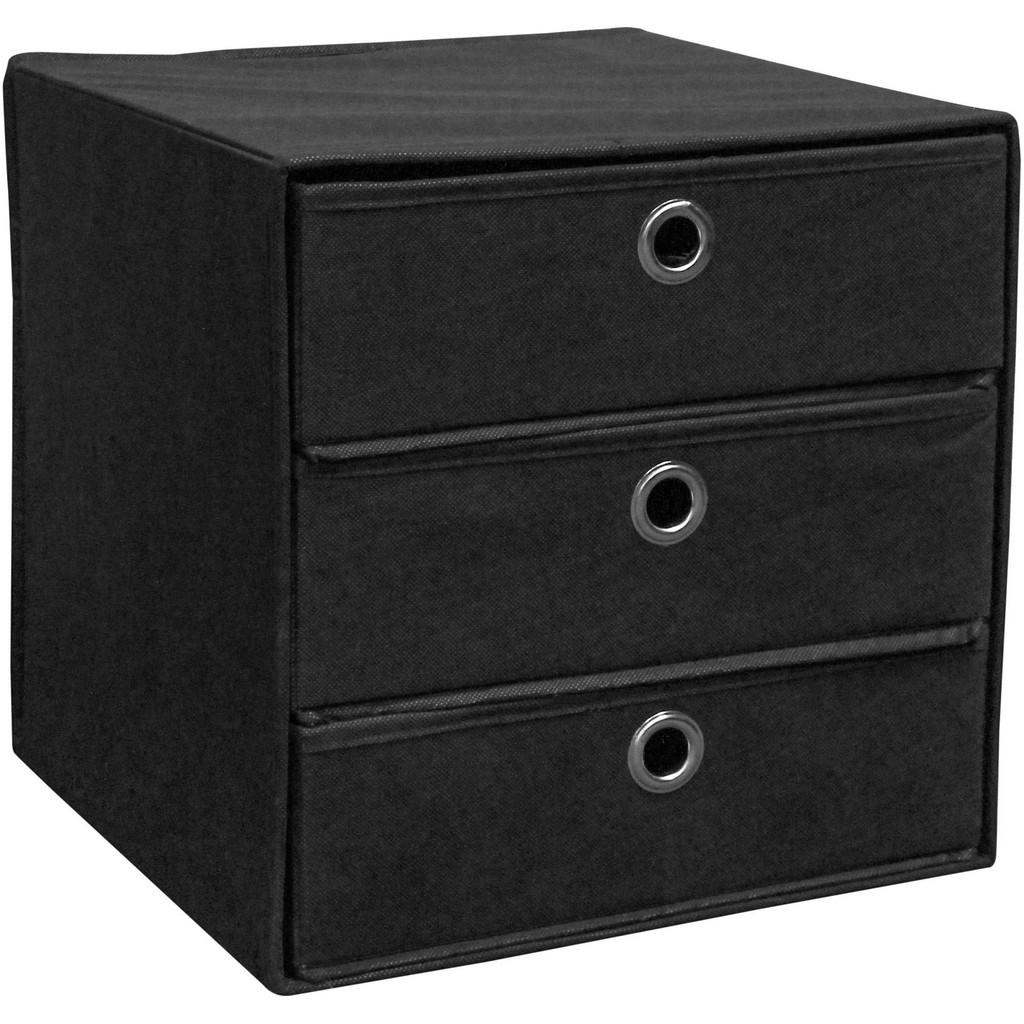 Schubladenbox Lisa Schwarz Vlies 3 Laden Mit Grifflöchern