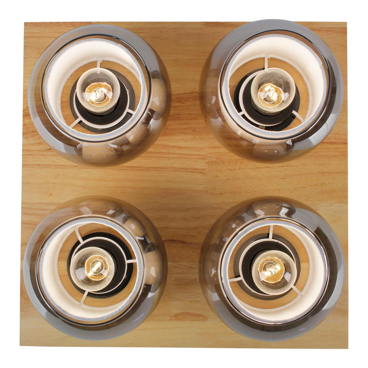 Deckenleuchte Kautschukholz - Schwarz/Naturfarben, Design, Glas/Holz (36/15cm) - Näve