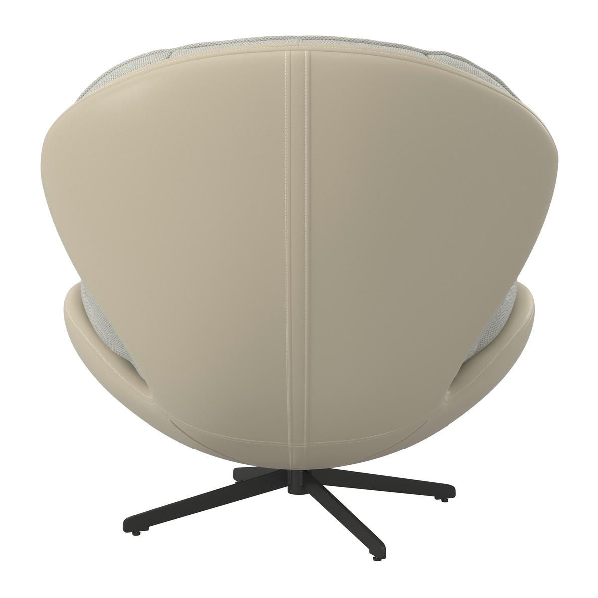 Relaxační křeslo INA, bílá,béžová, vzhled kůže - bílá/černá, Moderní, kov/textil (98/86/105cm) - Bessagi Home