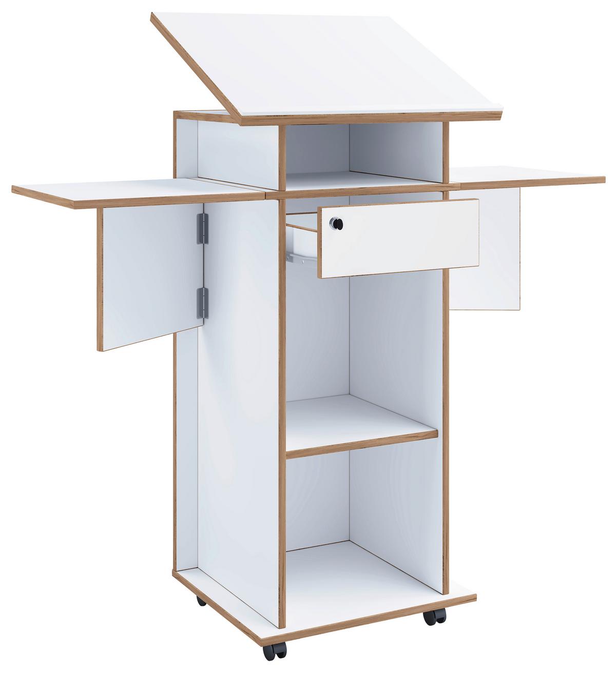 Stehpult Salia Weiß, Honigeiche B: 123 Cm - Honigeiche/Weiß, Design, Holzwerkstoff (123/128/44cm) - MID.YOU