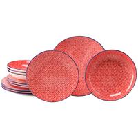 Tafelservice Keramik, Rot/Weiß, 12--Teilig. - Rot/Weiß, Basics, Keramik - Creatable