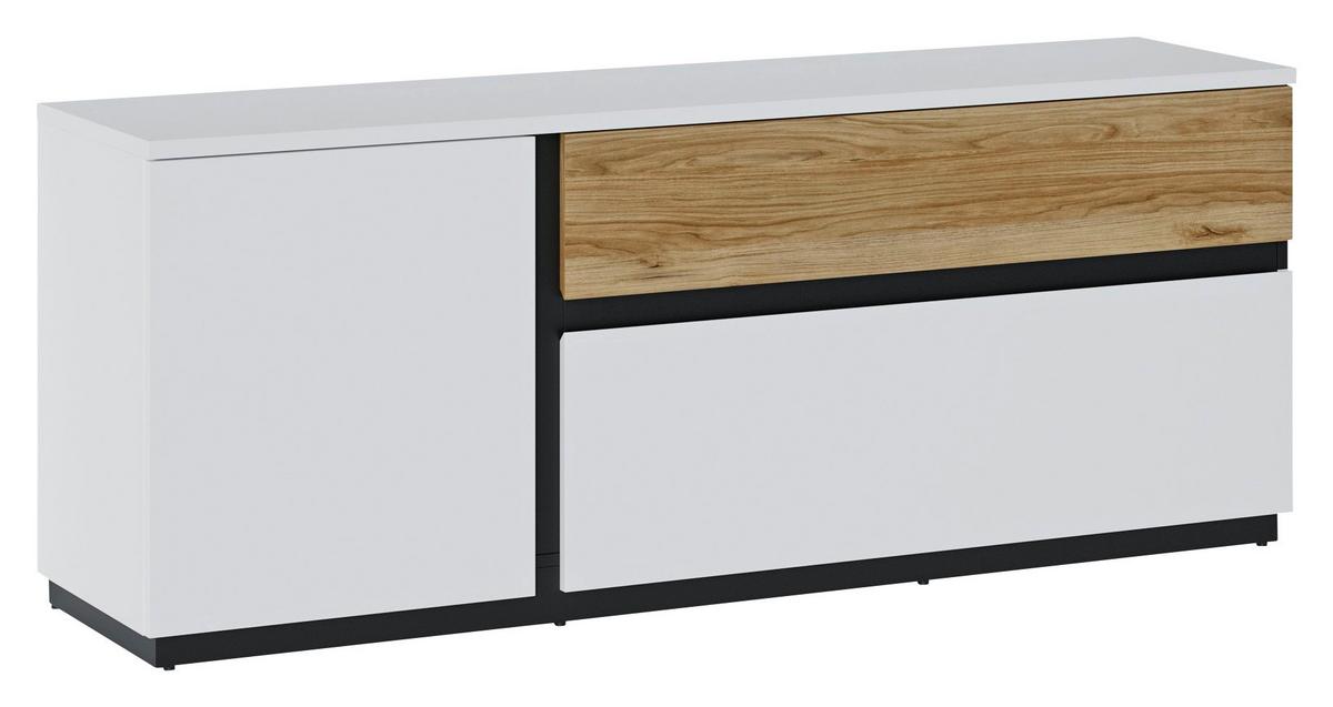 TV-Element Novena Alpinweiß B: 160,2 cm - Eichefarben/Schwarz, Trend, Holzwerkstoff (160,2/63,1/40cm)