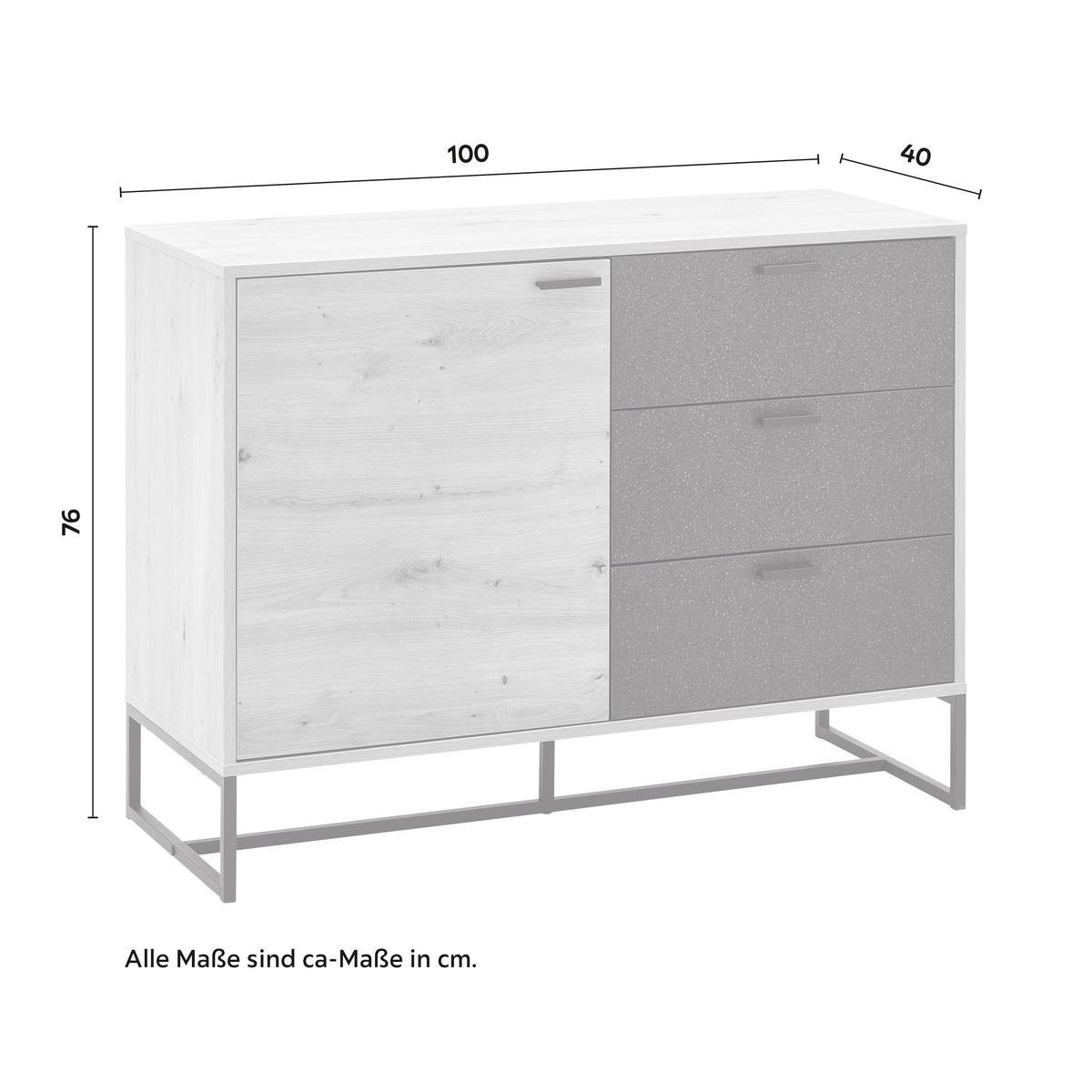 Komoda FOSCA - černá/barvy dubu, Moderní, kov (100/76/40cm) - Bessagi Home