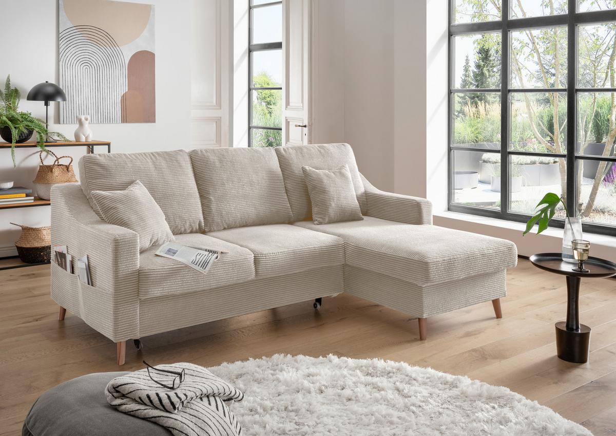 Ecksofa Valentina - Beige/Naturfarben, Design, Textil (228/150cm) - P & B