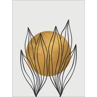 Dekopaneel Leaves In The Sun II - Goldfarben/Grau, Basics, Papier/Holzwerkstoff (29/39/1,20cm)