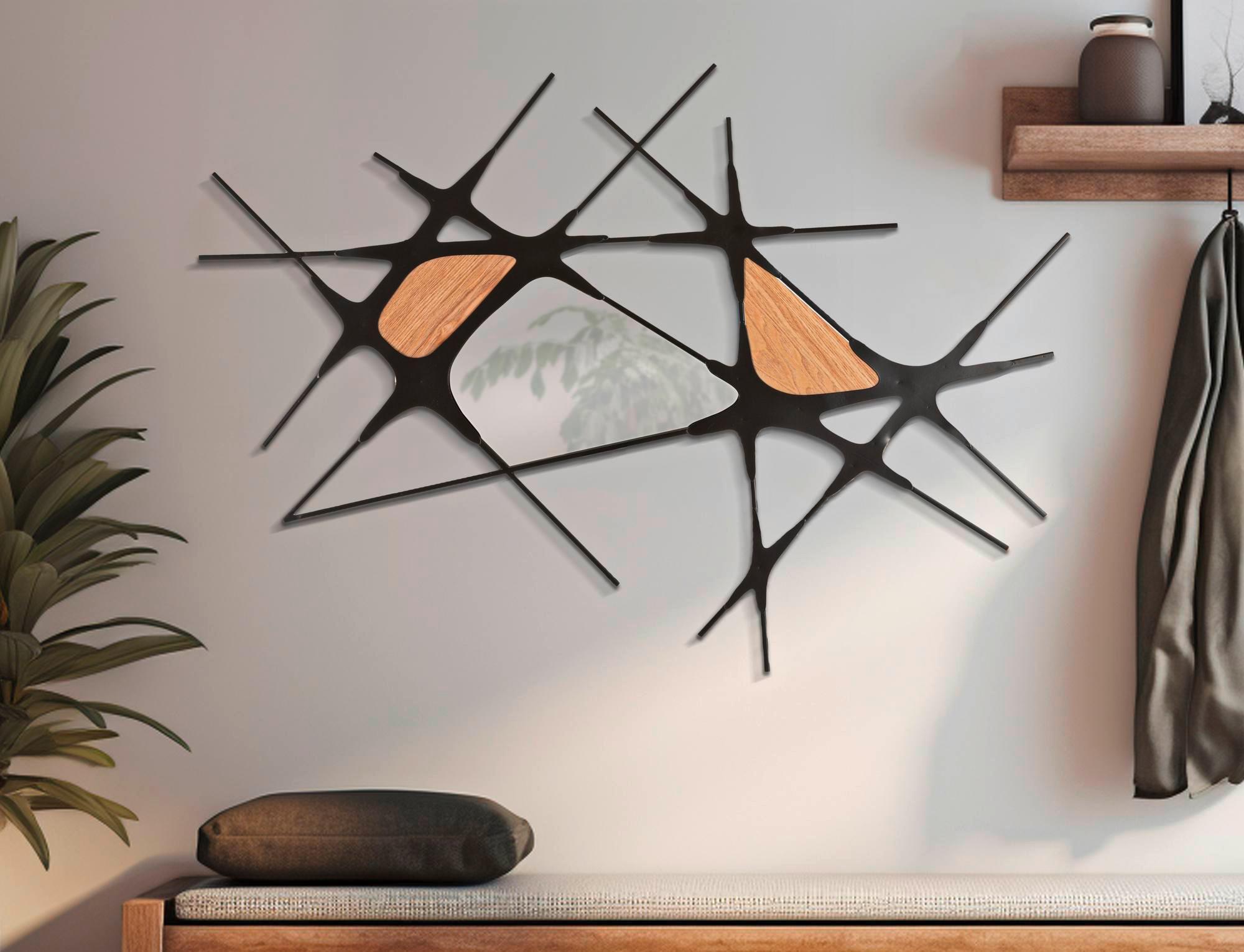 Wanddeko Absy Naturfarben, Schwarz B: 114 cm - Schwarz/Naturfarben, Basics, Holzwerkstoff/Metall (114/80/2cm)
