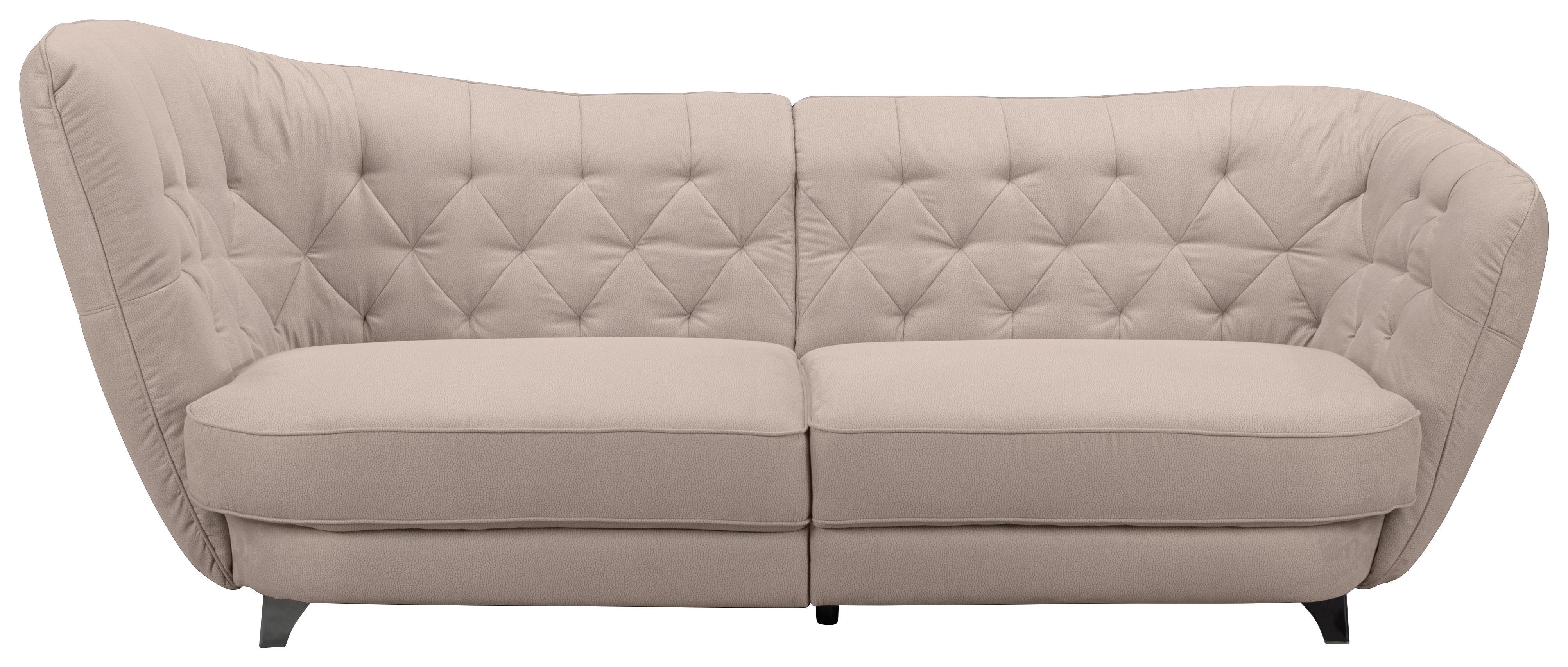 Big Sofa mit echtem Rücken Retro B: 256 cm Creme - Chromfarben/Creme, MODERN, Textil (256/85/115cm) - MID.YOU