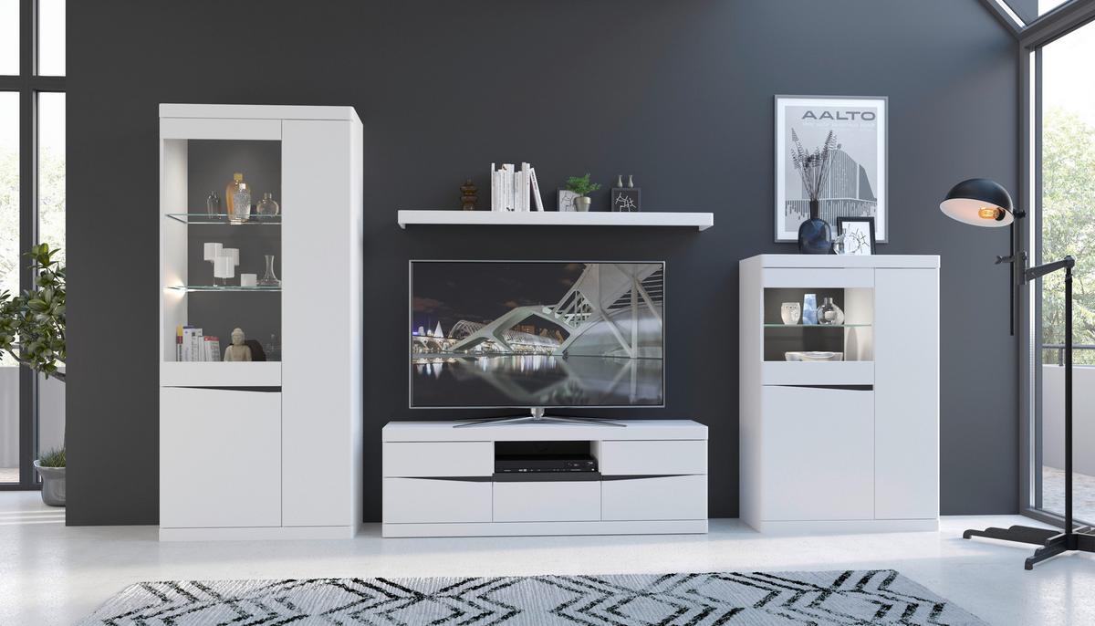 Vitrine Turino Neo Weiß B: 86 Cm - Schwarz/Graphitfarben, Trend, Glas/Holzwerkstoff (86/196,5/39,9cm)