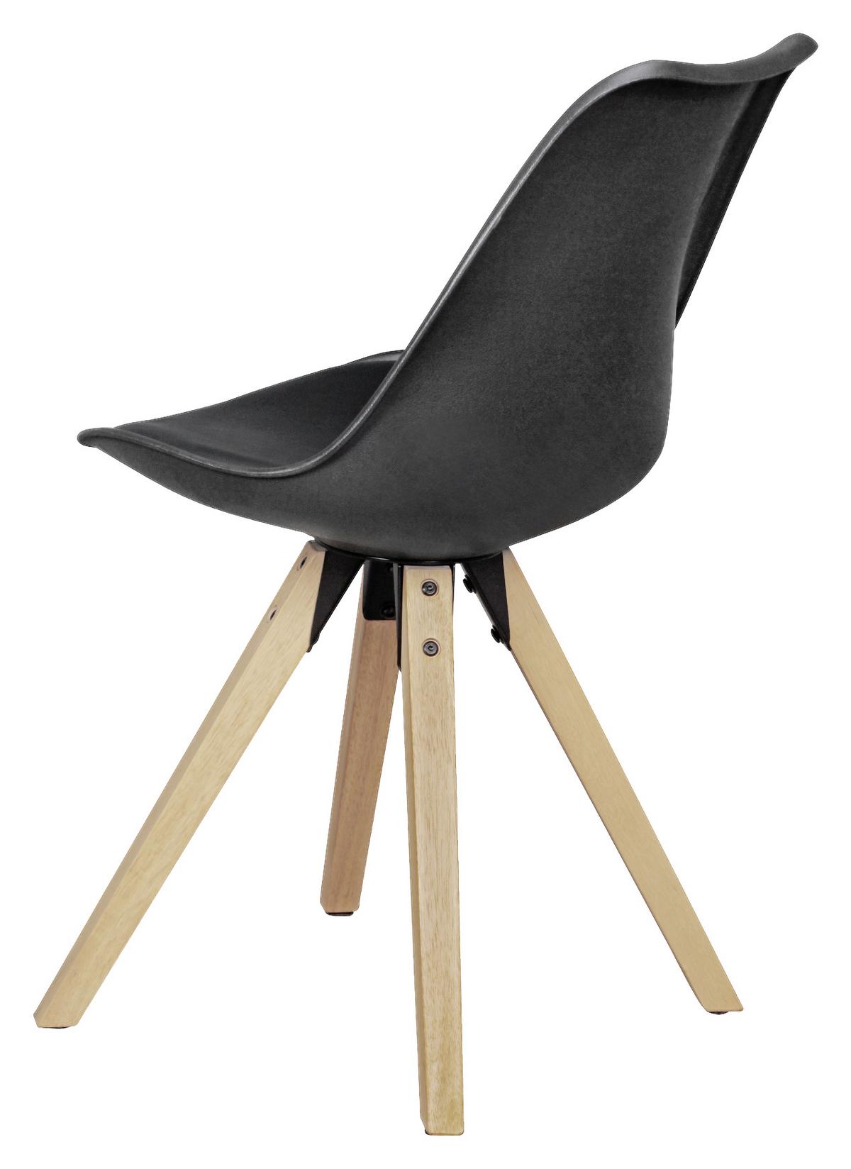 Schalenstuhl Lima Lederlook Schwarz 2er-Set - Eichefarben/Schwarz, Design, Holz/Kunststoff (48/89/48cm) - MID.YOU