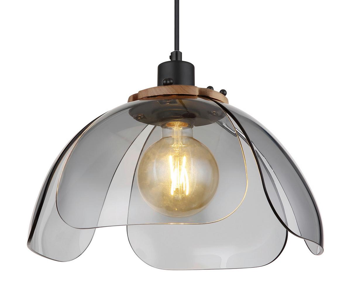Hängeleuchte H: 120 cm 1- Flammig Retro Look - Schwarz, Basics, Glas/Metall (34/120cm) - Globo
