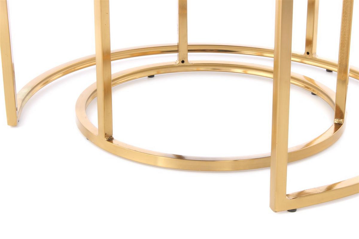 Hockerset Becky Taupe/Goldfarben D: 40 cm - Taupe/Goldfarben, Design, Textil/Metall (40-60/32-41cm) - Kayoom