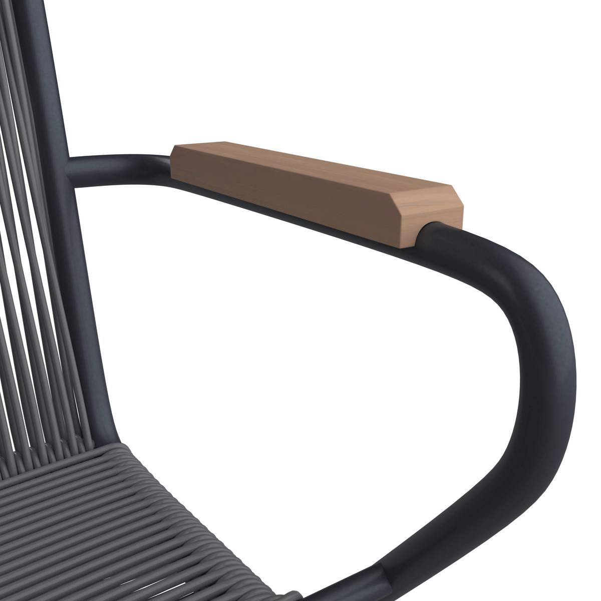 Sada záhradních křesel CLEO - šedá/barvy teak, Moderní, kov/plast (58/87/58cm) - Bessagi Garden