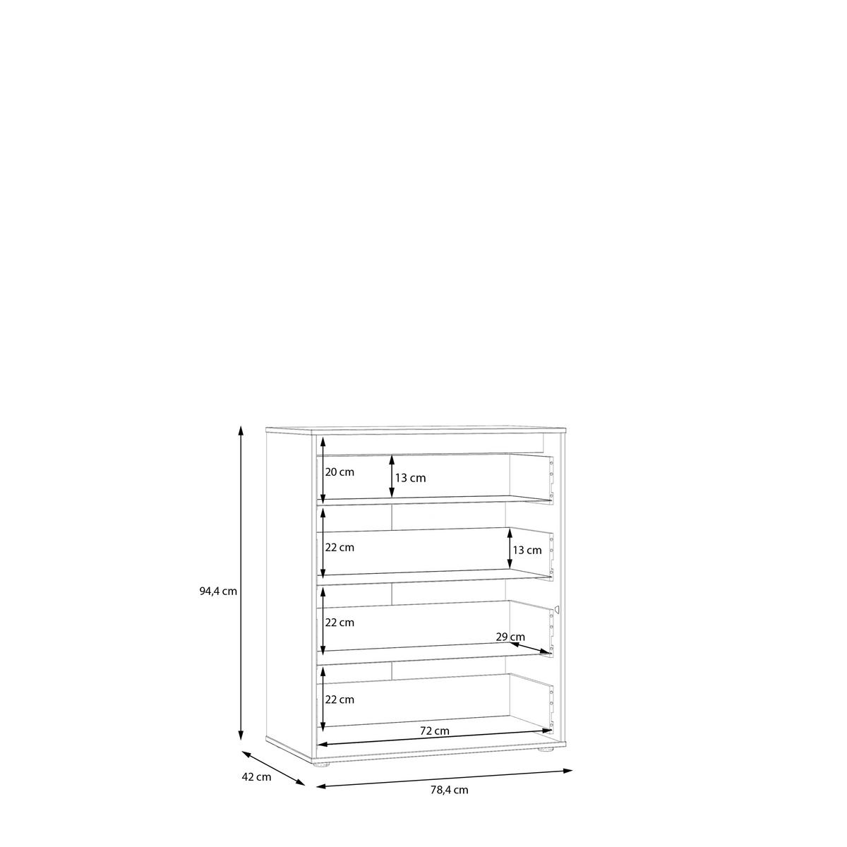 Komoda se 4 zásuvkami, š: 78,4 cm - červená, Moderní, kompozitní dřevo (78,4/94,4/42cm)
