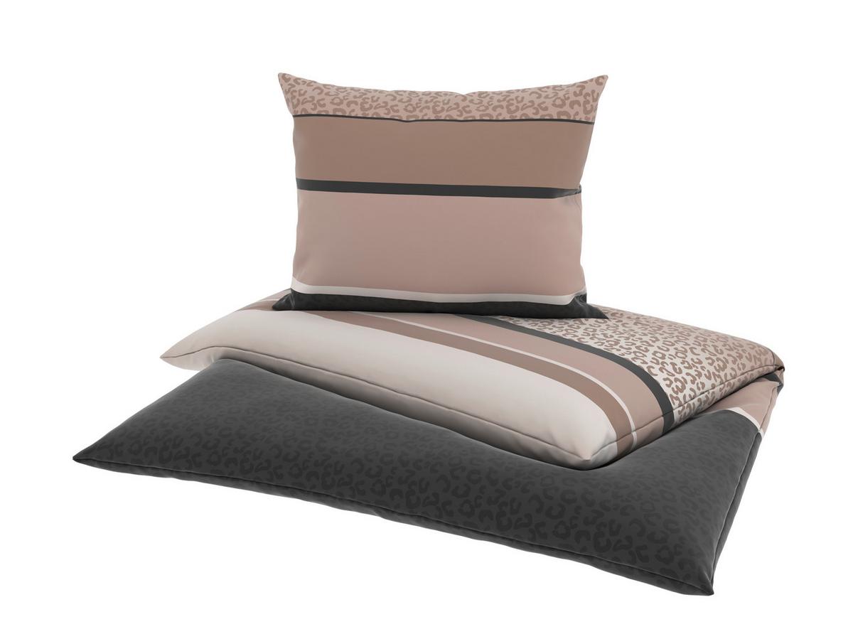 BETTWÄSCHE MARLENE - Anthrazit/Beige, MODERN, Textil - Luca Bessoni
