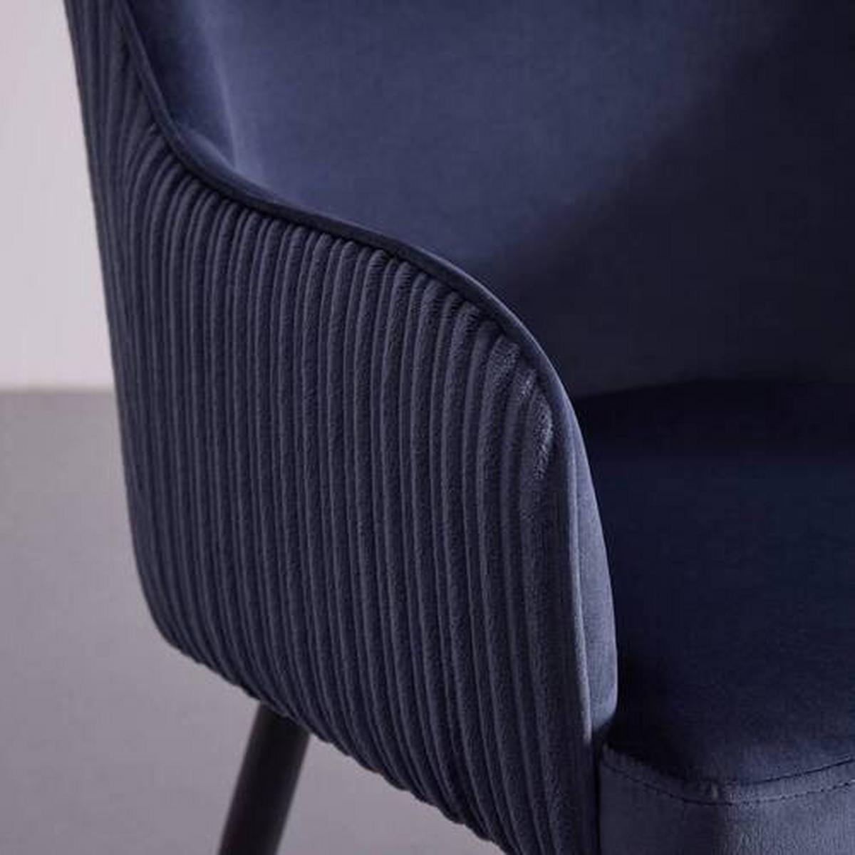 Zamatová stolička Caria modrá - modrá/čierna, Modern, kov/drevo (57/89/60cm) - Bessagi Home