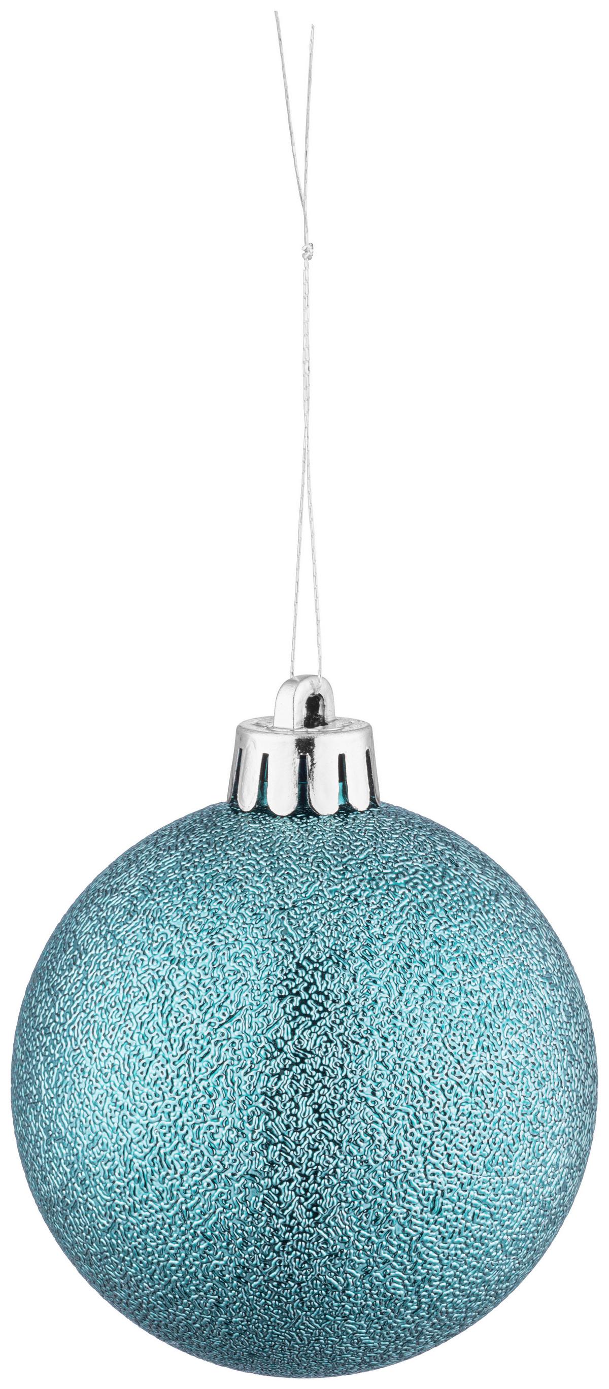 CHRISTBAUMKUGEL-SET Ines, Türkis, 90-teilig - Türkis, KONVENTIONELL, Kunststoff - Luca Bessoni