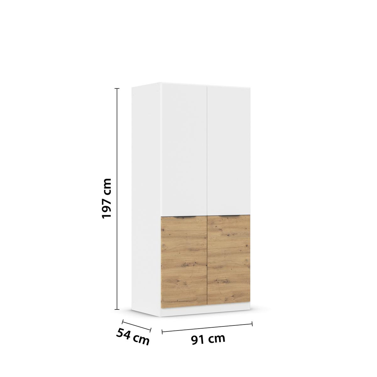 SKRIŇA S OTOČNÝMI DVERAMI MAX-EXTRA - sivá/biela, Konventionell, kompozitné drevo/plast (91/197/54cm)
