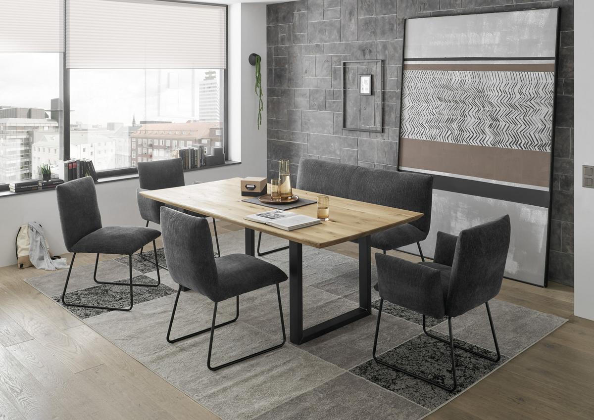 Esstisch Mit Echtholz-platte Bennet 200x100cm Eiche/schwarz - Eichefarben/Schwarz, Basics, Holz/Metall (200/100/74cm) - MID.YOU