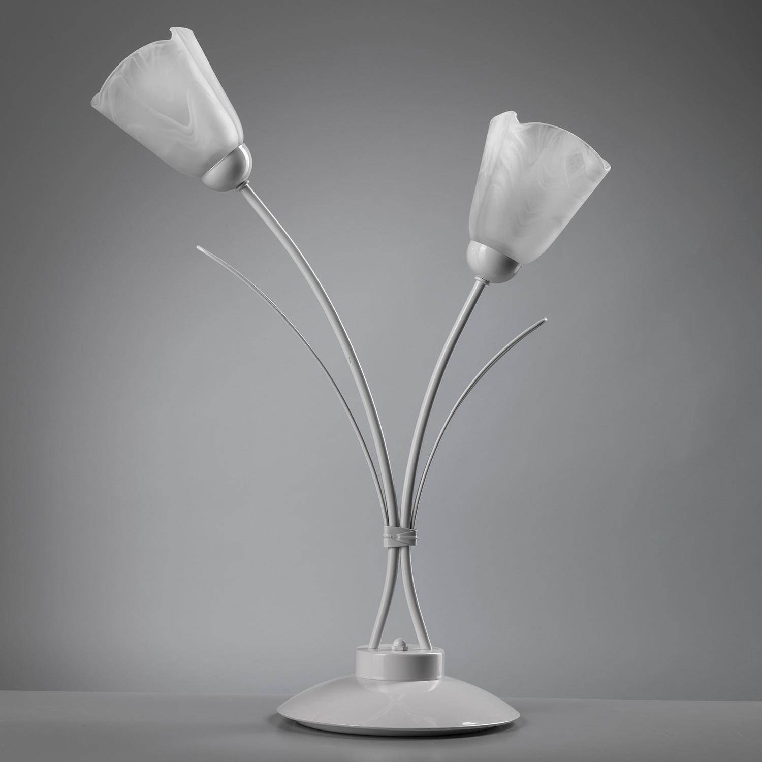 Nachttischleuchte 4802/Lg - Weiß, KONVENTIONELL, Glas/Metall (42/60cm)