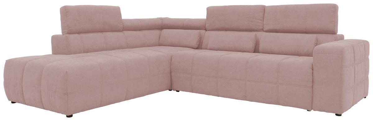 Ecksofa Mit Sitztiefen- Verstellung Brandon Pink - Schwarz/Rosa, Design, Textil (228/275cm) - MID.YOU