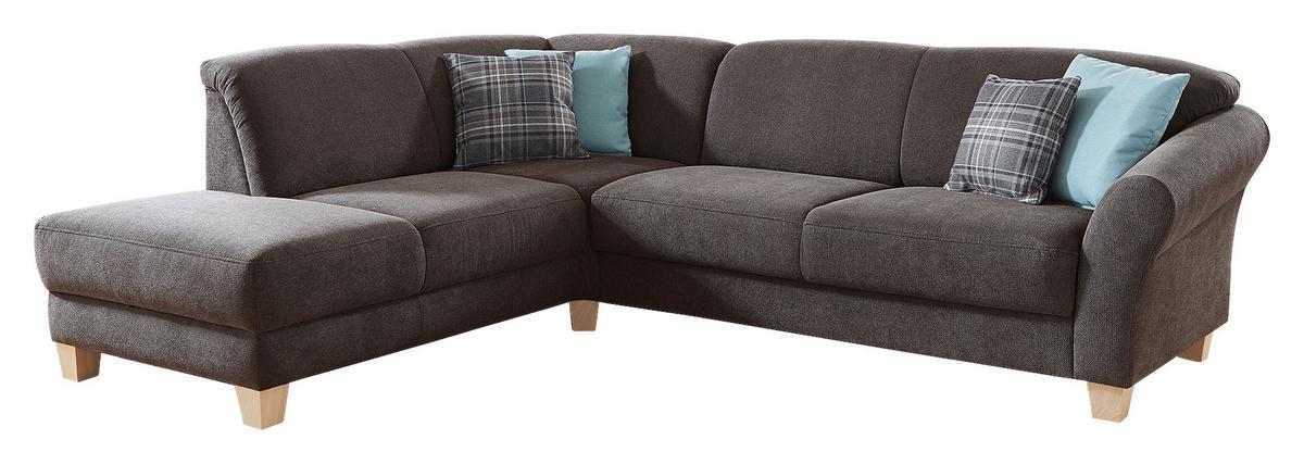 Ecksofa Gotland dunkelbraun mit Bettkasten, 212x257 cm - Dunkelbraun/Naturfarben, KONVENTIONELL, Textil (212/257cm) - Sit & More