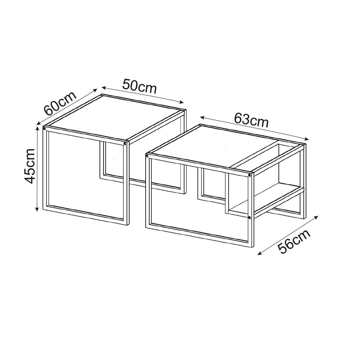 Couchtisch Bati Beige B: 60-63 Cm - Beige/Schwarz, Design, Holzwerkstoff/Metall (60-63/45-40/50-55cm) - Livetastic