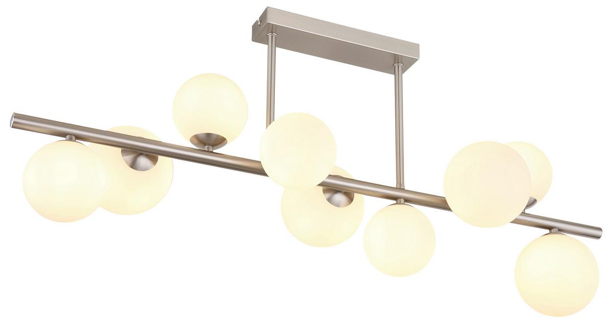 Led Mennyezeti Lámpa 56140-9d - opál/nikkelszínű, Konventionell, Üveg/fém (87/28/37cm) - Globo