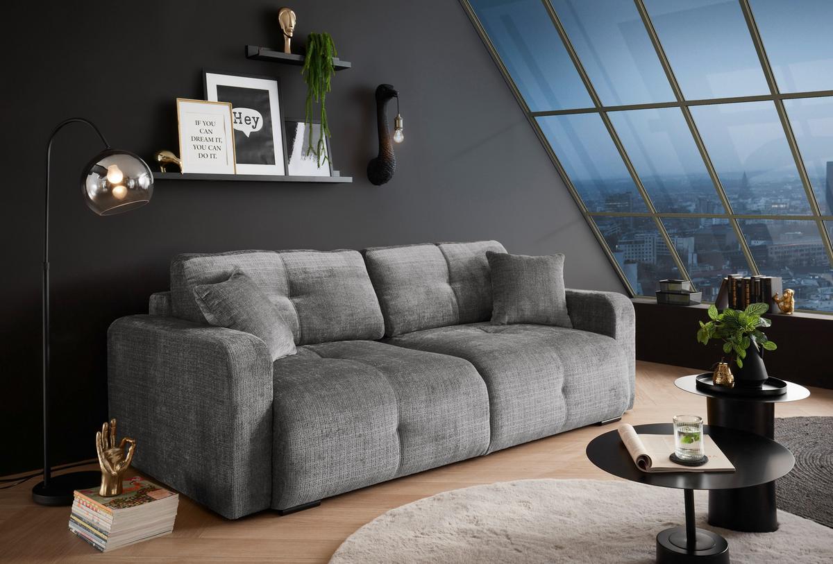 Schlafsofa Bullet Grau B: 235 Cm - Schwarz/Grau, KONVENTIONELL, Textil (235/88/120cm) - MID.YOU