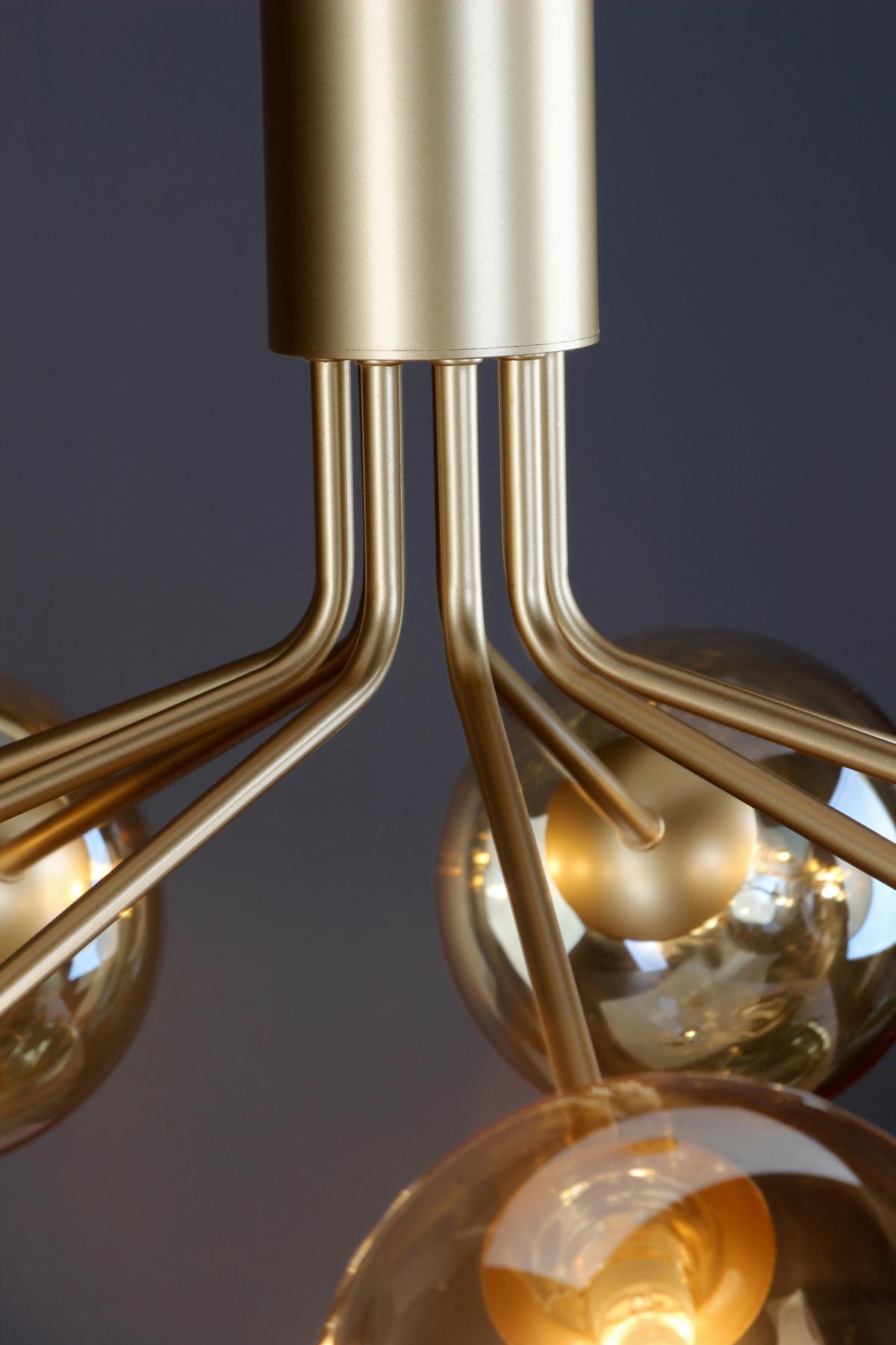 Hängeleuchte 9120-S9 Go - Chromfarben/Messingfarben, Basics, Glas/Metall (83,4/44,4cm)