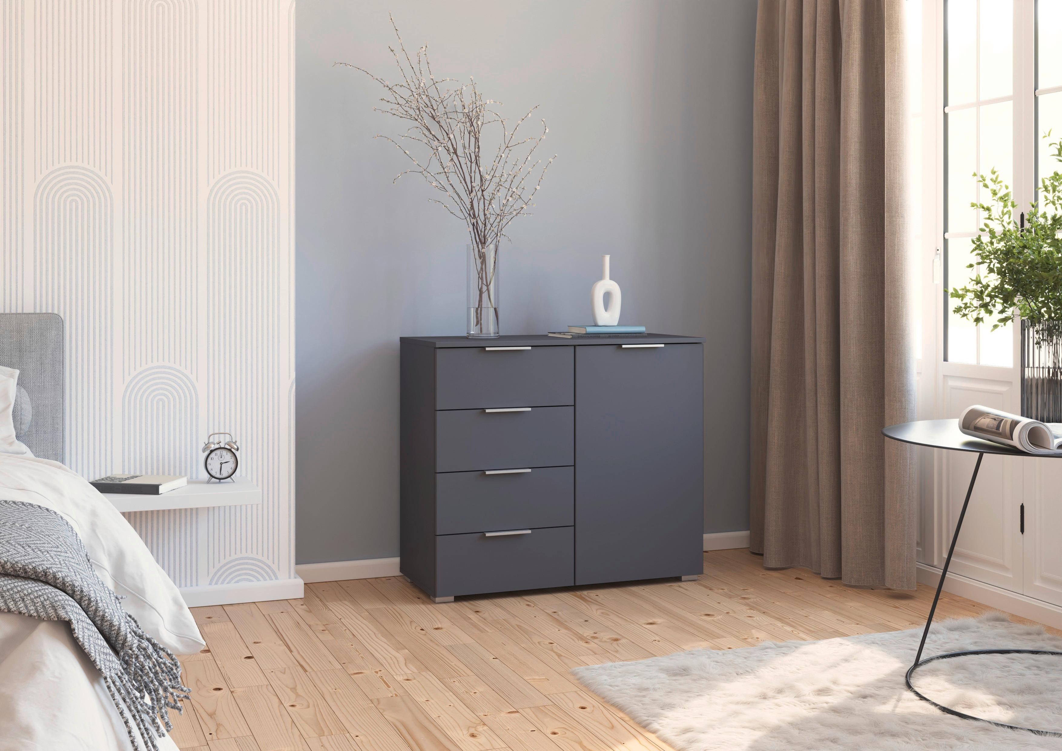 Kommode Lamella Grau B: 93 cm - Alufarben/Grau, MODERN, Holzwerkstoff (93/81/42cm) - Rauch Möbel