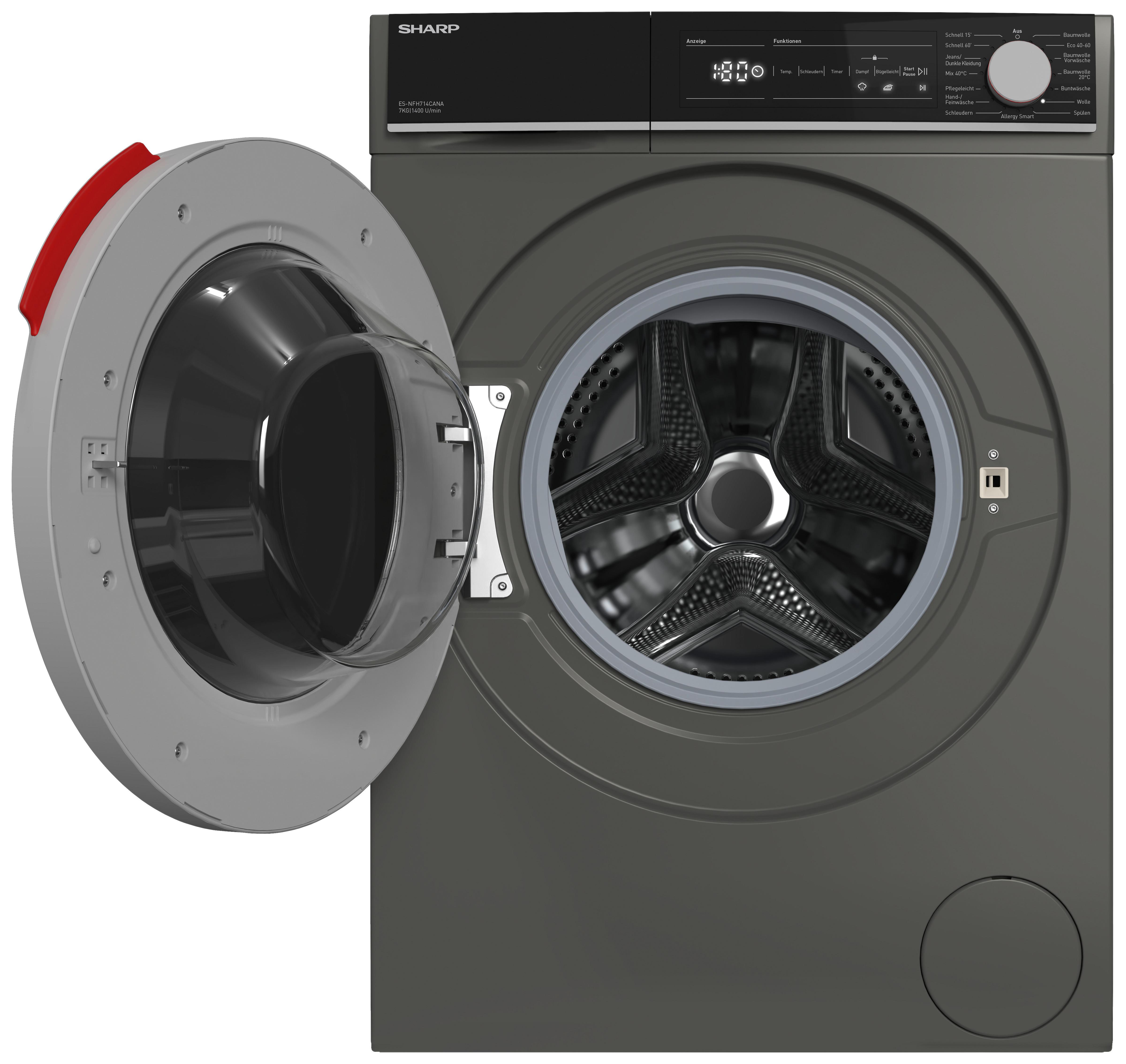 Waschmaschine Es-Nfh714cana 7 Kg 1400 U/Min - Grau, Basics (59,7/84,5/52,7cm) - Sharp