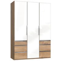 Šatníková skriňa LEVEL 36 D - biela s vysokým leskom/farba duba, Modern, kompozitné drevo (150/216/58cm) - MID.YOU