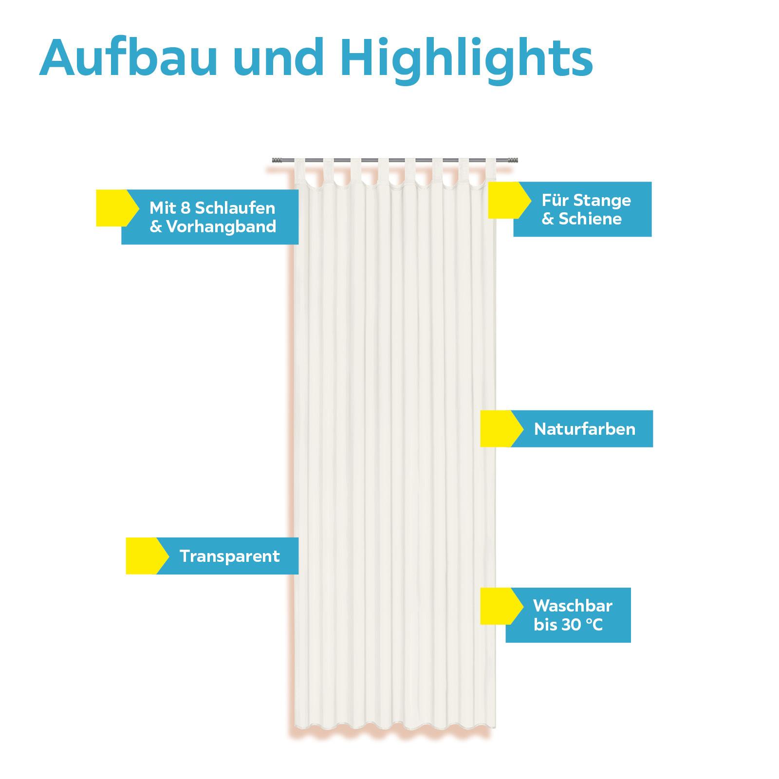 Vorhang mit Schlaufen und Band Utila 140x245 cm Naturfarben - Naturfarben, KONVENTIONELL, Textil (140/245cm) - Ondega
